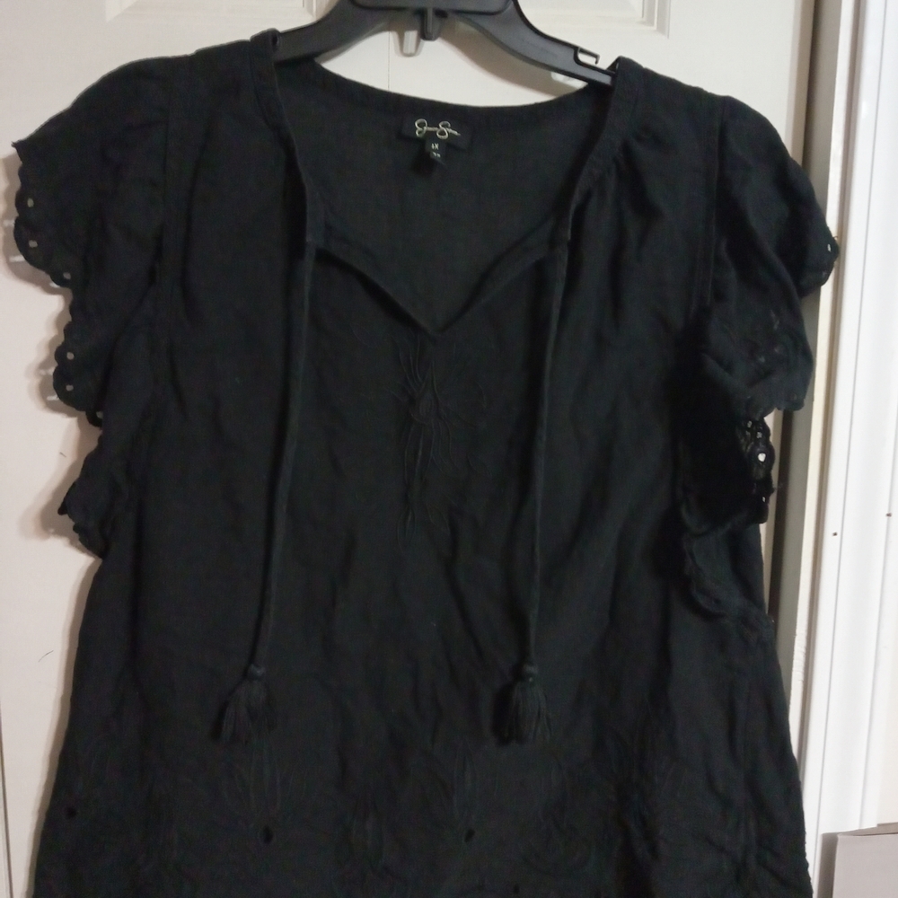 Jessica Simpson Black Tassel Blouse